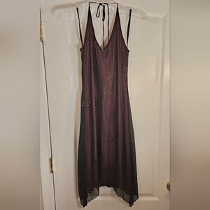 Wrapper Elegant Black and Pink Asymmetrical Dress